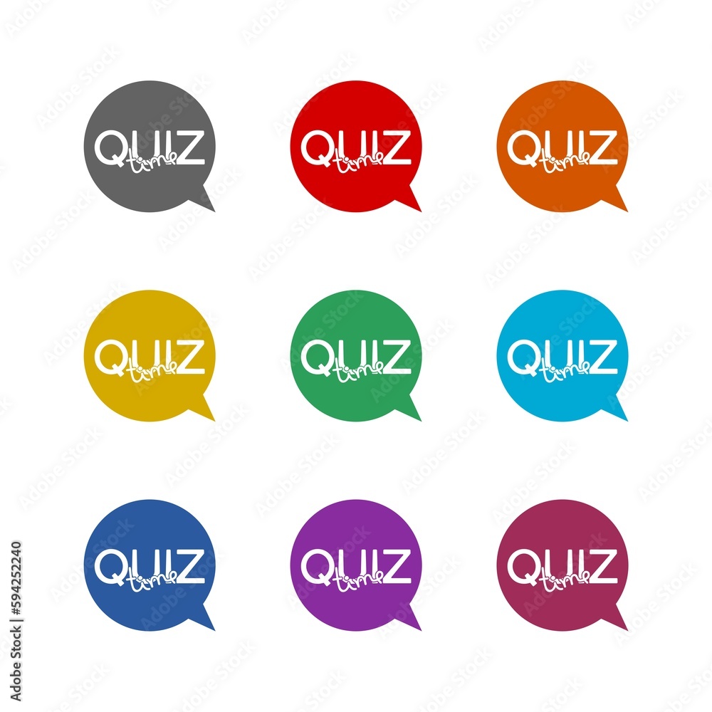 Quiz speech bubble icon isolated on white background. Set icons colorful Quiz speech bubble icon isolated on white background. Set icons colorful