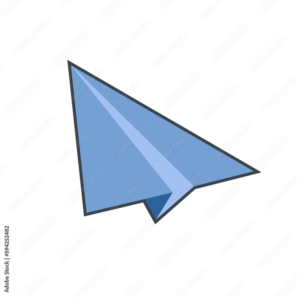 Blue paper cardboard toy airplane. Vector logo isolated in white. Blue paper cardboard toy airplane. Vector logo isolated in white.