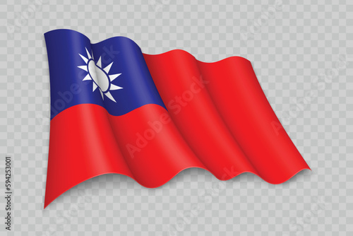 3D Realistic waving Flag of Taiwan