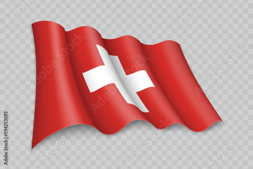 3D Realistic waving Flag of Switzerland
