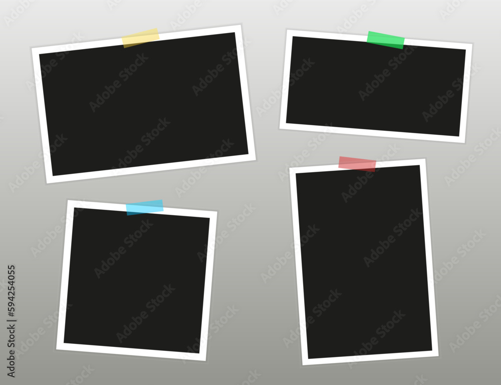 Set of vintage photo frames with adhesive tape. Vintage style. Photo