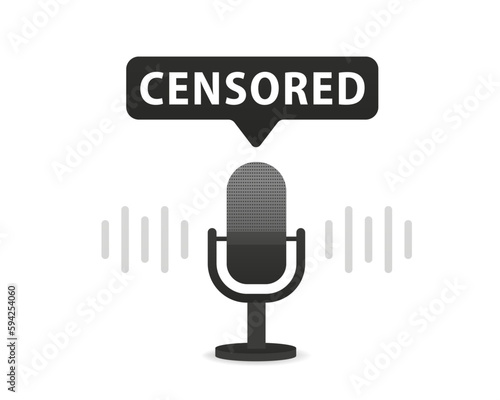 Microphone censored. Censored signs elements. Black censor bar concept. Vector illustration photo