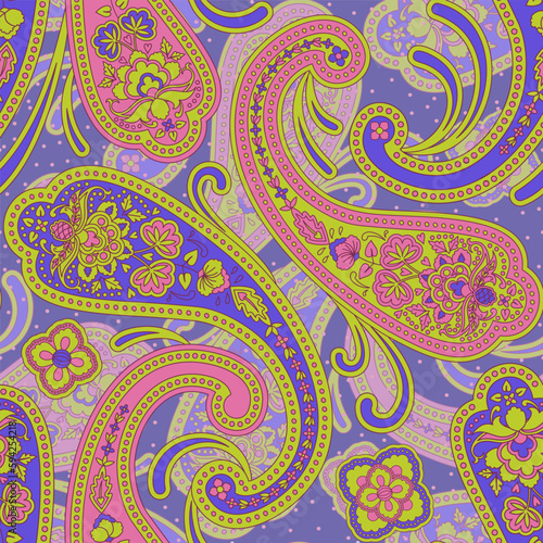 Paisley Ethnic Floral Hand Drawn Seamless Pattern © kronalux