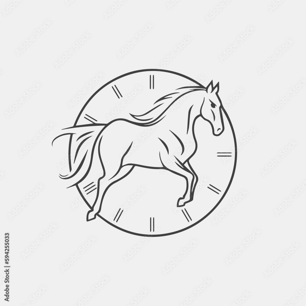 Fototapeta premium Horse with clock view and jump
