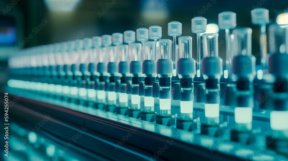 Line of Antibiotic Vials in a Laboratory, The Essential Medication for Fighting Infections, Generative AI