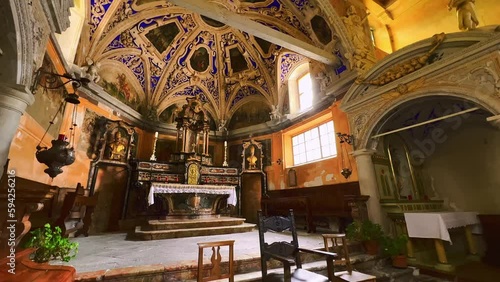 San Martino Church interior, Prato Sornico, Val Lavizzara, Switzerland photo