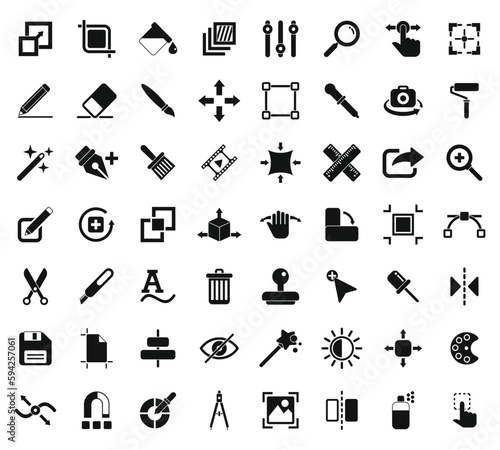 Editing tools icons set simple vector. Video create. Editor tool