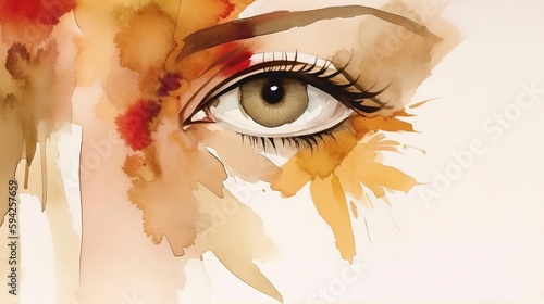 Abstract woman eye watercolor splash art beautiful graphic