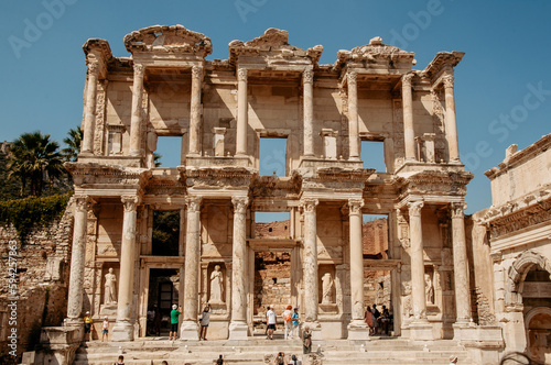 The ruins of the Library of Celsius in the ancient city of Ephesus. The most visited ancient city in Turkey. Selcuk, Izmir Turkey