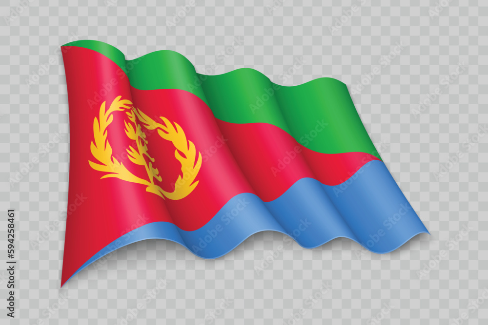 Fototapeta premium 3D Realistic waving Flag of Eritrea