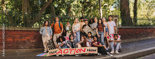 Generation Z peace protest: Group of teenagers striking against war and violence