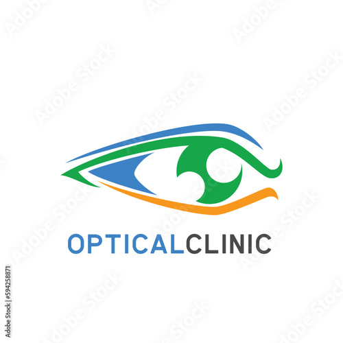eye clinic / ophthalmic clinic / ophthalmology / optometrist logo with text space for your slogan / tagline, vector illustration