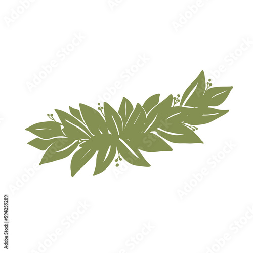 Laurel leaves crown or wreath, hand drawn doodle drawing style. Isolated vector illustration