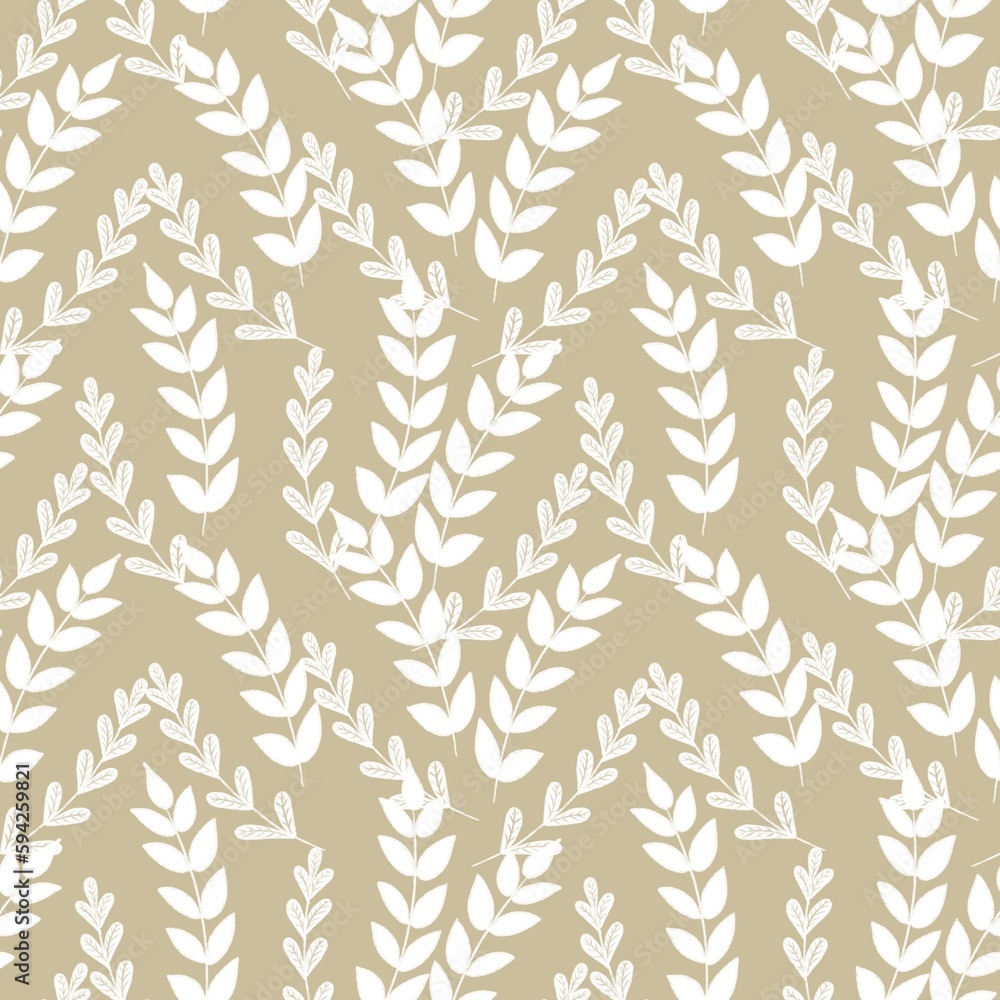 Fototapeta premium White twigs on a beige background