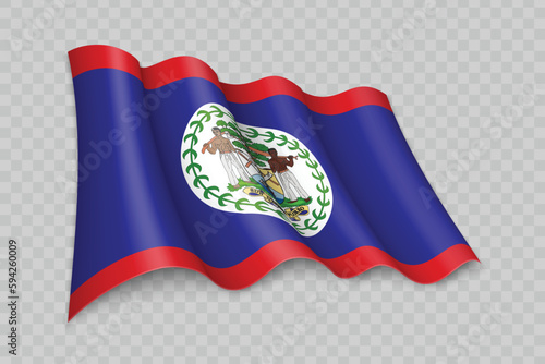 Wallpaper Mural 3D Realistic waving Flag of Belize Torontodigital.ca