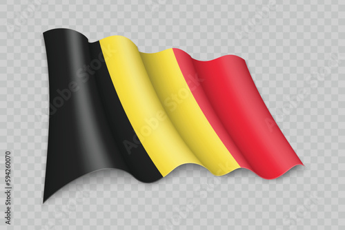 3D Realistic waving Flag of Belgium