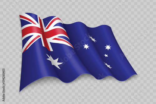 3D Realistic waving Flag of Australia