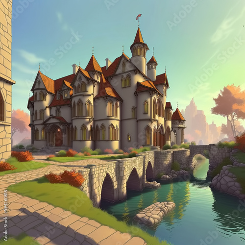 medieval house in garden. G...
