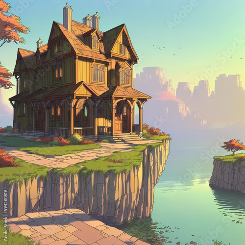medieval house in garden. G...