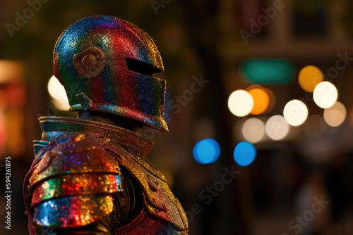 armored knight at city night