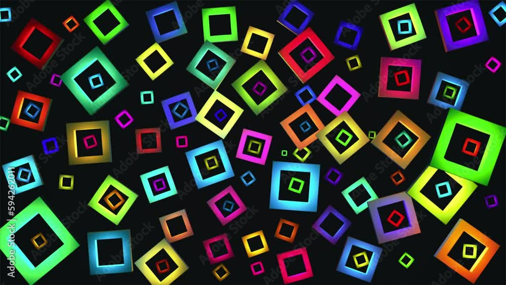 Broadcast Floating Spinning Alternate Blinking Hi-Tech Illuminated Squares, Multi Color, Events, 3D, Loopable, 4K Broadcast Floating Spinning Alternate Blinking Hi-Tech Illuminated Squares, Multi Color, Events, 3D, Loopable, 4K