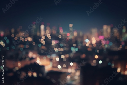 Blur background with city light, ai generative © Pixzot