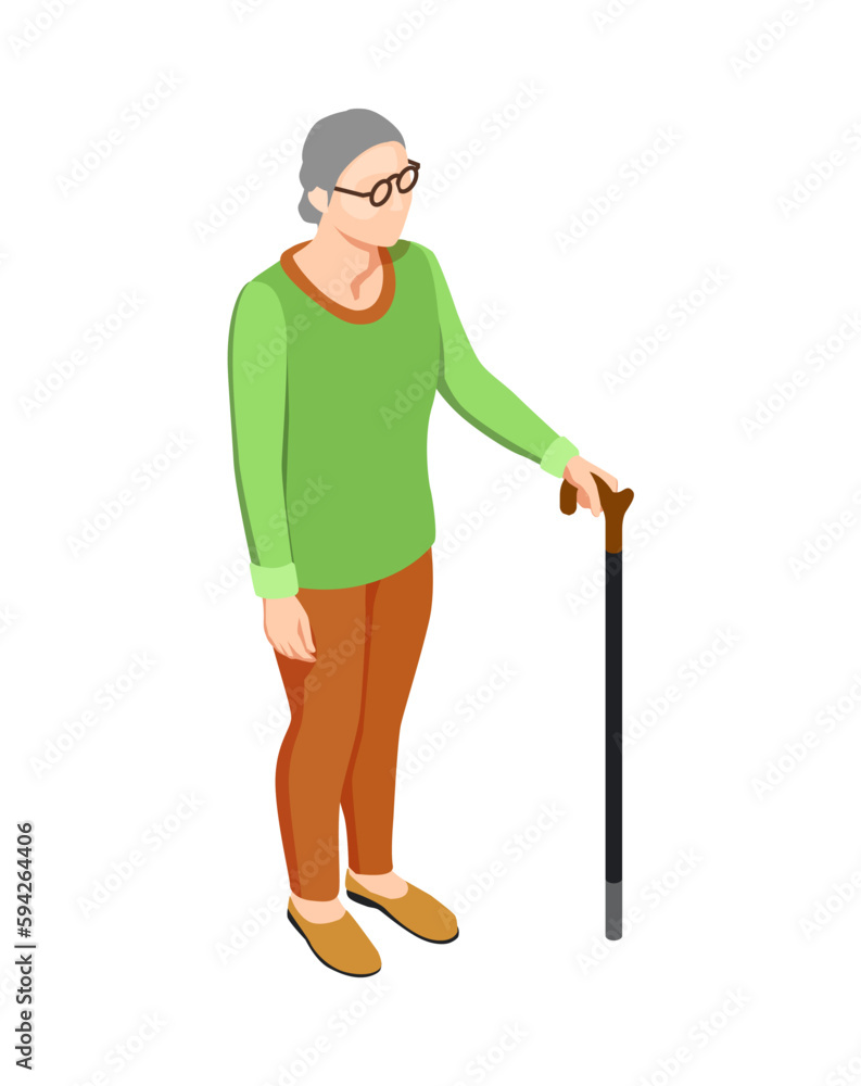 Isometric Elderly Woman