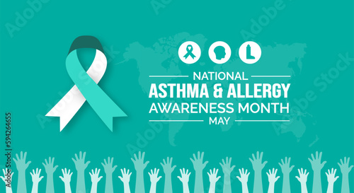 National Asthma and Allergy Awareness Month background or banner design template celebrated in may