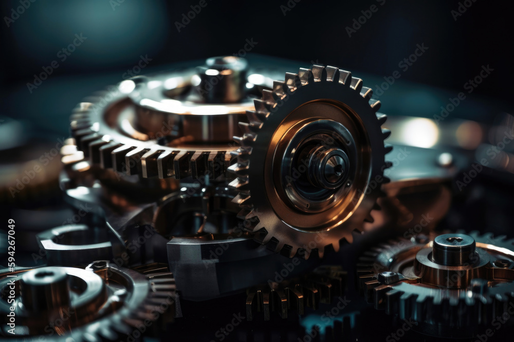 Steel gears. Generative AI Steel gears. Generative AI