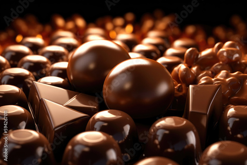Chocolates background. Praline chocolate. Generative AI