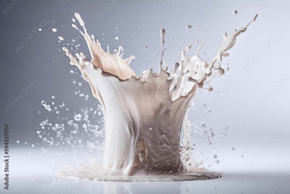 Milk splash isolated on white background. Generative AI