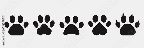 Dog or cat footprint vector icon illustration, animal paw print isolated on white background.