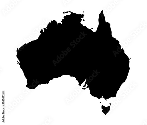 Australia map, black color 