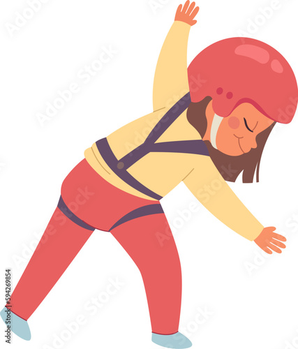 Girl Crawling In Climbing Gear