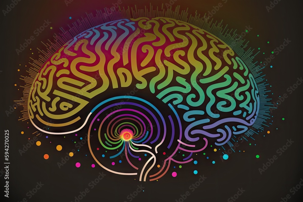 The concept of the human brain. Education, science and medical. A colorful brain, generative ai