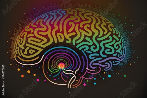The concept of the human brain. Education, science and medical. A colorful brain, generative ai