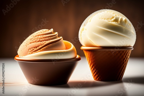 Sweet Treat Vanilla Cup Ice Cream. Created with generative Ai technology.