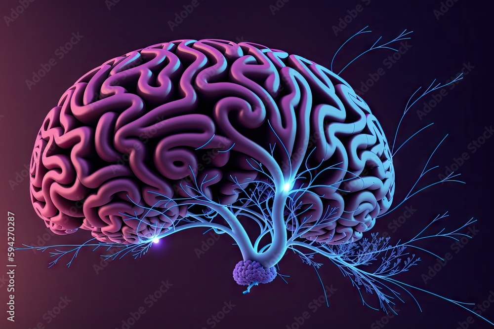 Human brain as a tree, activity with neuron. Neurology, cognition, neuronal network, psychology, generative ai Human brain as a tree, activity with neuron. Neurology, cognition, neuronal network, psychology, generative ai