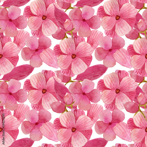 Seamless pink abstract floral watercolor pattern