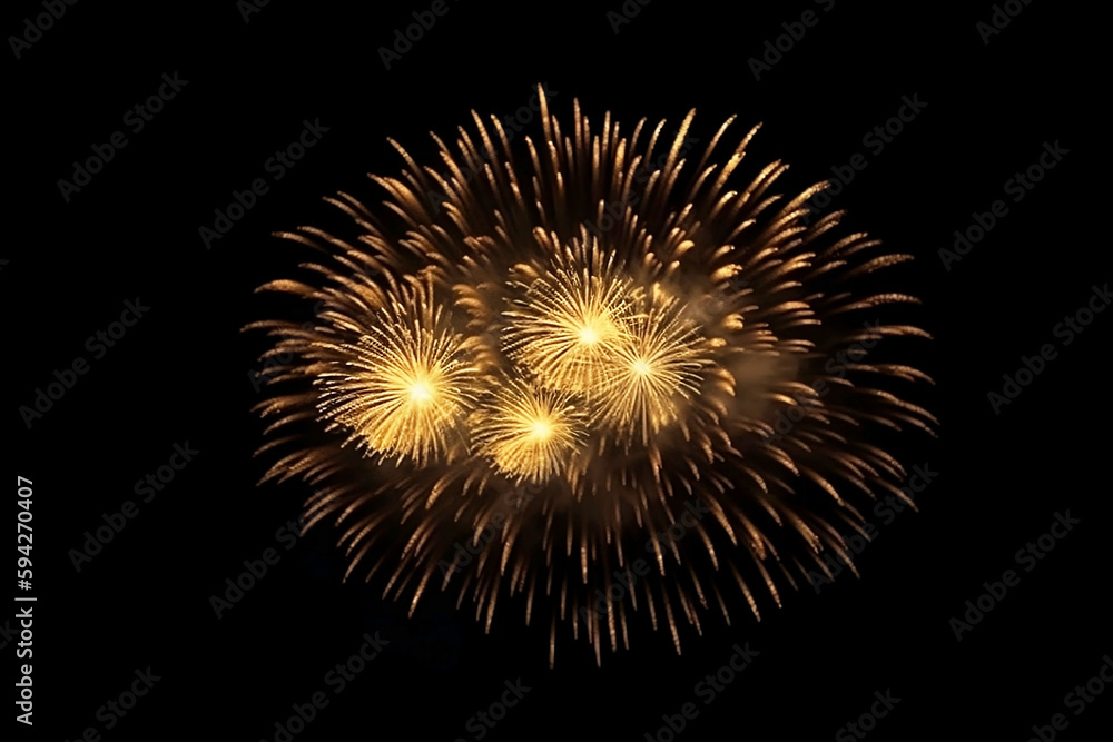 Golden Firework on Black Isolated Background with illustration light Glow Golden Firework on Black Isolated Background with illustration light Glow