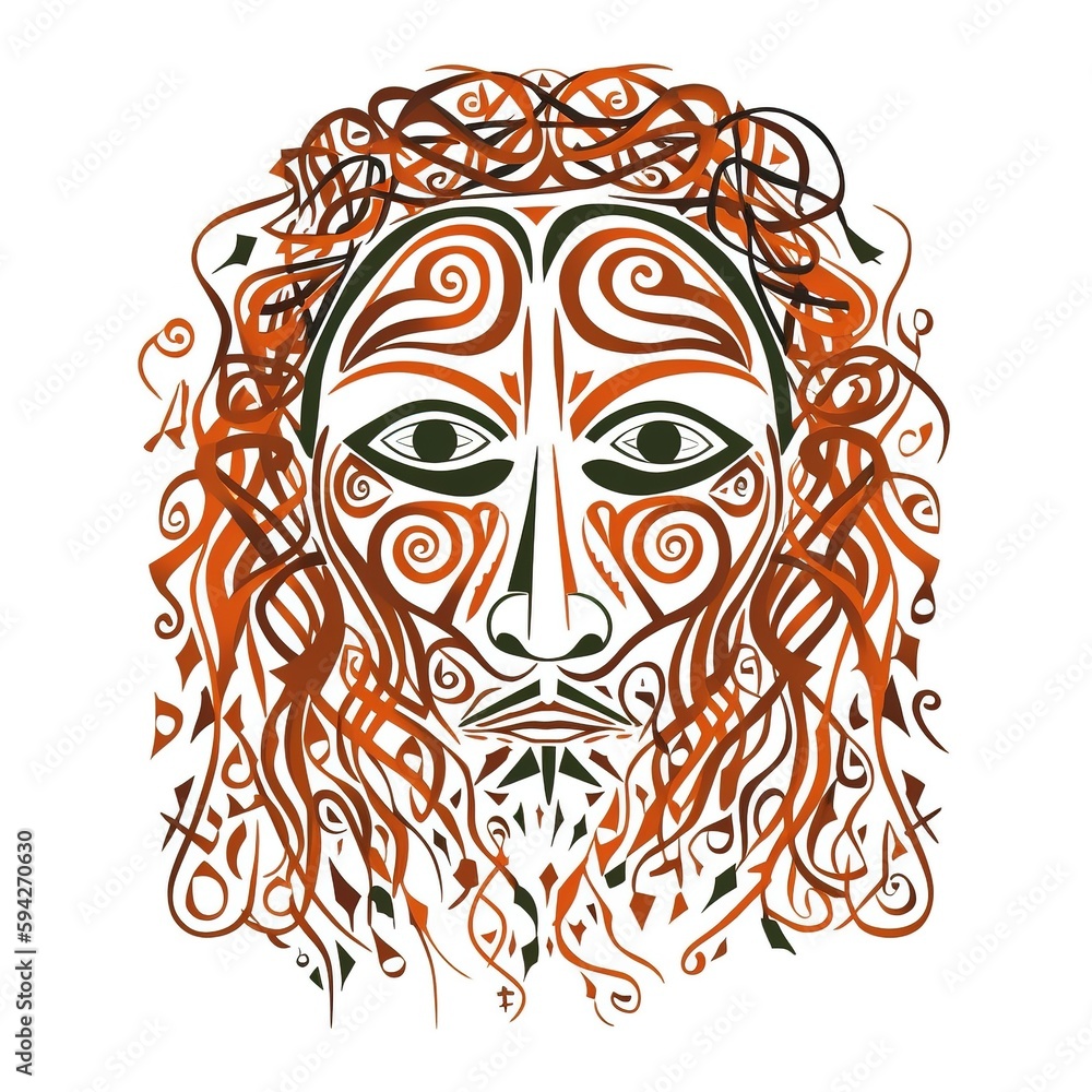 Digital illustration of abstract face, generative ai Digital illustration of abstract face, generative ai