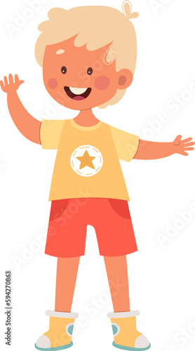 Boy Waving His Hand