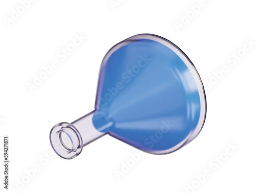 Transparent glass laboratory flask. flask filled with liquid icon 3d rendering vector illustration