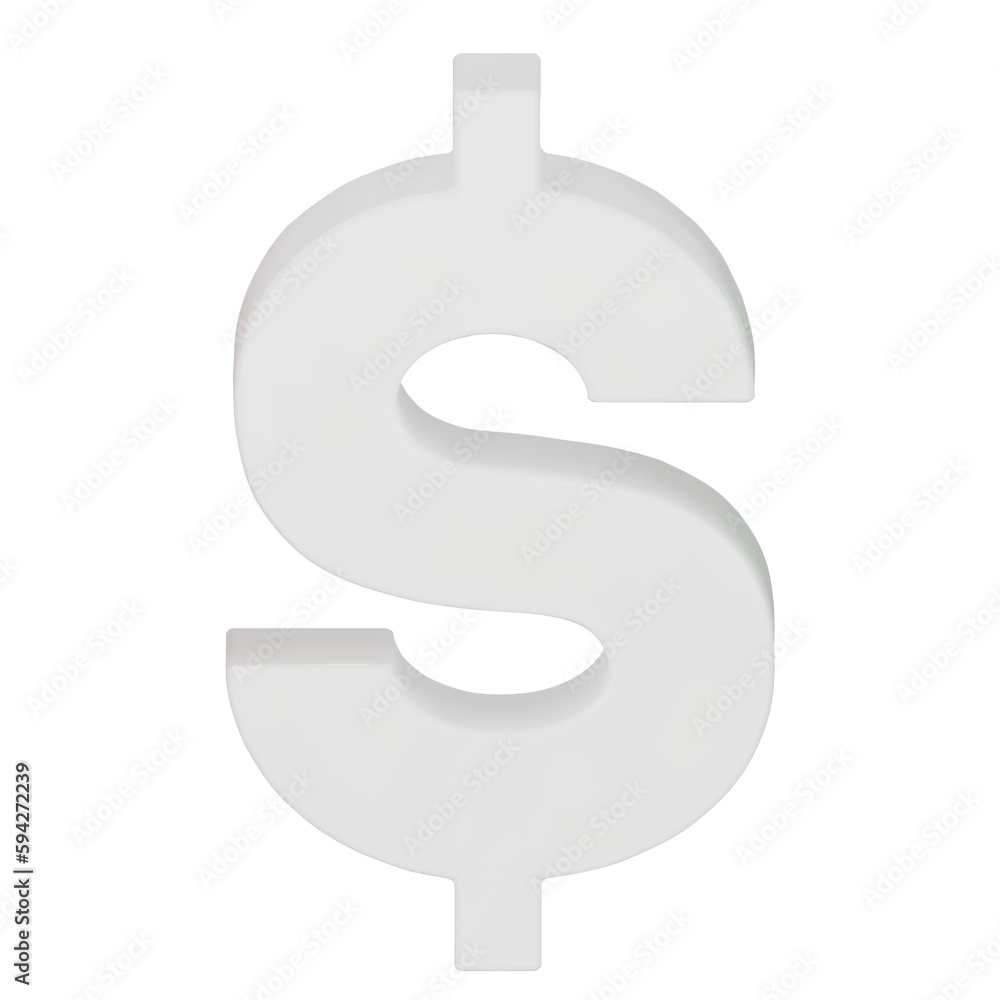 US dollar currency symbol isolated on white background. Dollar sign. Signs money currency sign. 3D Png Illustration. US dollar currency symbol isolated on white background. Dollar sign. Signs money currency sign. 3D Png Illustration.
