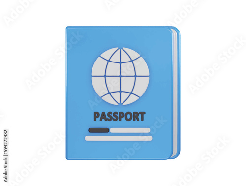 Passport icon 3d rendering vector illustration