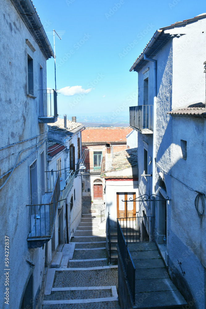 A narrow street in Alberona, a  town in the province of Foggia in Italy.