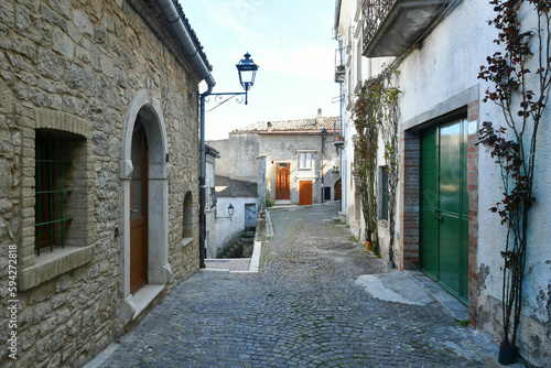 A narrow street in Alberona  a town in the province of Foggia in Italy.