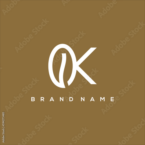 Initial OK and coffee logo vector