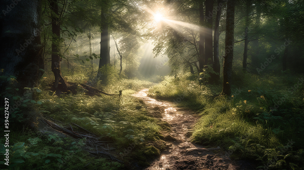 Fototapeta premium Waldlandschaft KI