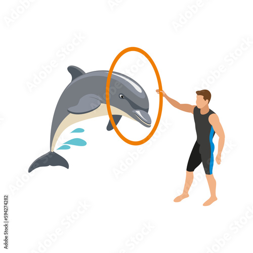 Dolphinarium Isometric Icon